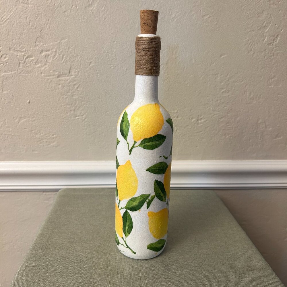 Decoupage Lemon Wine Bottle - Picture 2 of 2
